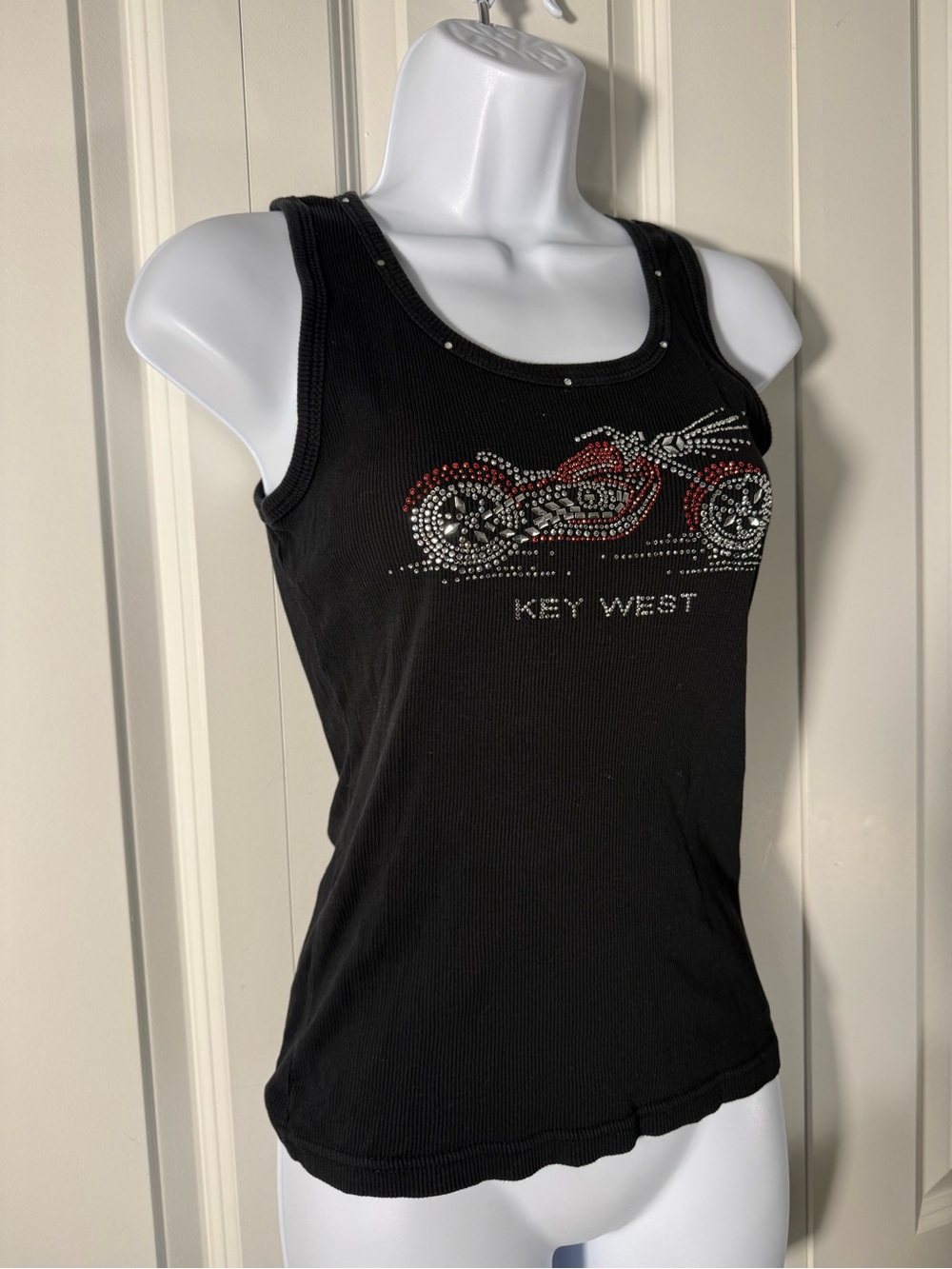 Key West Black Rhinestone Motorcycle Tank Top - Picture 6 of 6